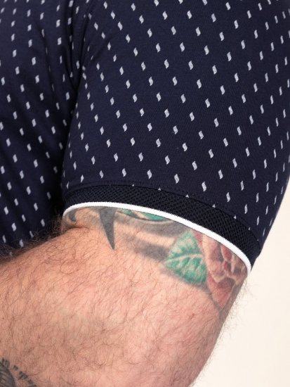 D555 Reid AOP Polo With Jacquard Collar, Pocket And Cuffs Mørkeblå - Polotrøjer - Polotrøjer 2XL-8XL