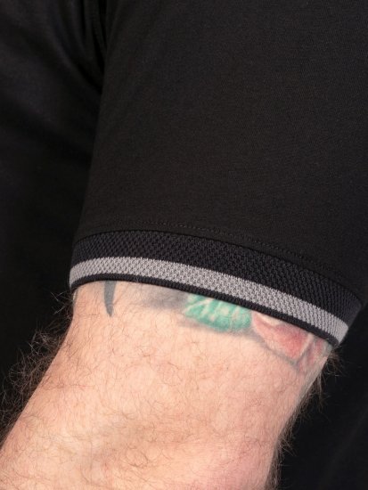 D555 Potts Jersey Polo With Jacquard Collar & Cuffs Sort - Polotrøjer - Polotrøjer 2XL-8XL