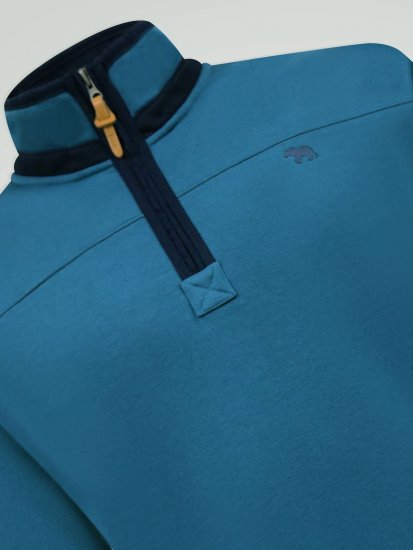 D555 Conway 1 1/4 Zip Neck Fleece Sweatshirt With Bear Logo Teal - Trøjer og hættetrøjer - Trøjer og Hættetrøjer i store størrelser - 2XL-14XL