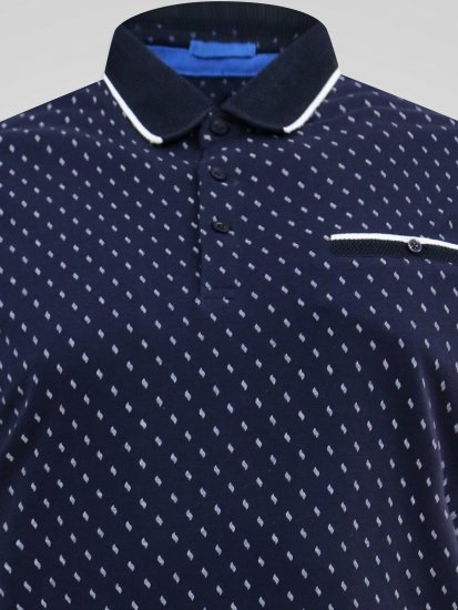 D555 Reid AOP Polo With Jacquard Collar, Pocket And Cuffs Mørkeblå - Polotrøjer - Polotrøjer 2XL-8XL