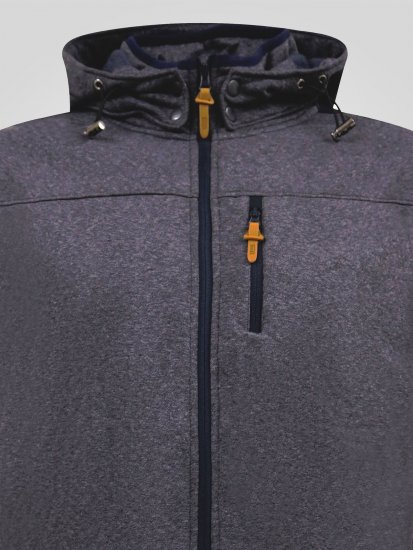 D555 Conrad Detachable Hood Bonded Fleece Zip Through Hoody TALL Mørkeblå - TALL trøjer - TALL sweatshirts til høje mænd