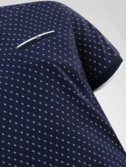 D555 Reid AOP Polo With Jacquard Collar, Pocket And Cuffs Mørkeblå - Polotrøjer - Polotrøjer 2XL-8XL