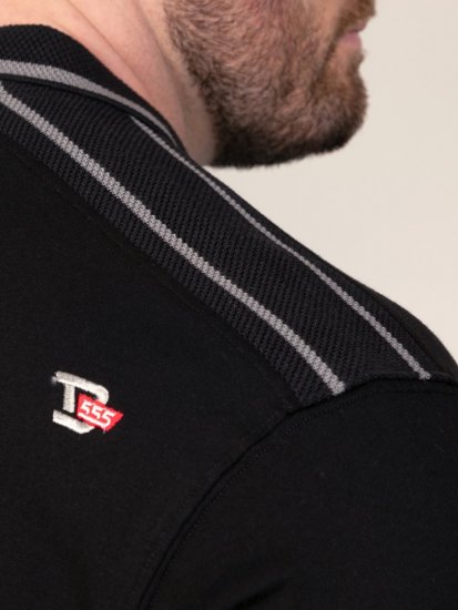 D555 Potts Jersey Polo With Jacquard Collar & Cuffs Sort - Polotrøjer - Polotrøjer 2XL-8XL