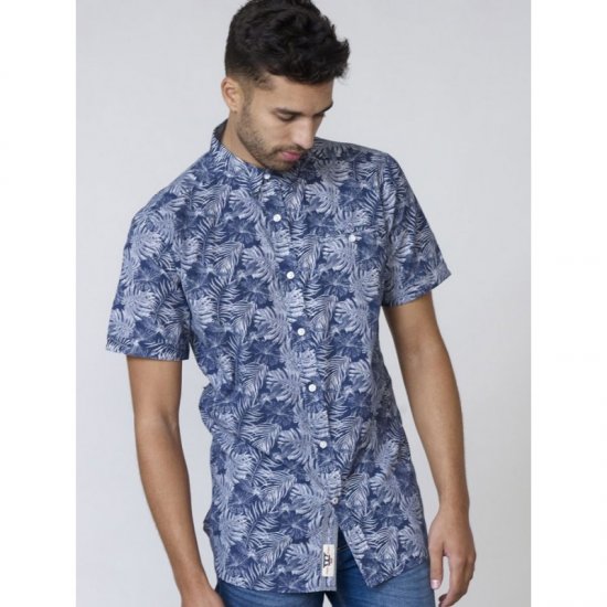 D555 Sheldon Hawaii Shirt Navy - Skjorter - Skjorter til store mænd 2XL- 8XL