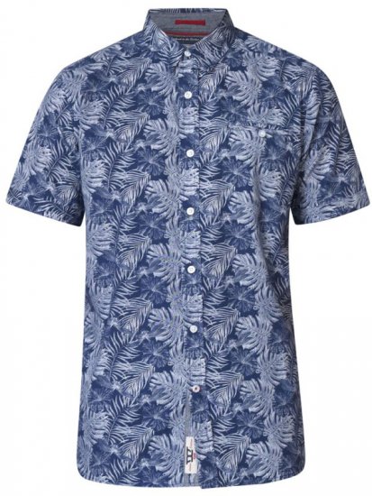 D555 Sheldon Hawaii Shirt Navy - Skjorter - Skjorter til store mænd 2XL- 8XL