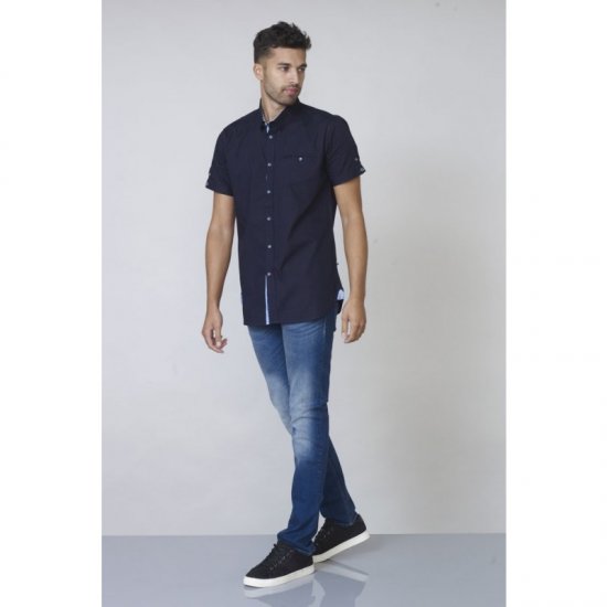 D555 Tim Short Sleeve Shirt Navy - Skjorter - Skjorter til store mænd 2XL- 8XL