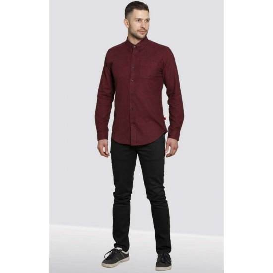 D555 Dawson Textured Shirt Dark Red - Skjorter - Skjorter til store mænd 2XL- 8XL