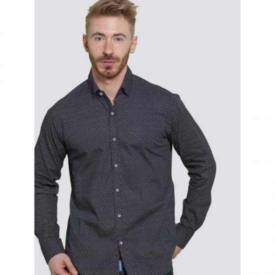 D555 Babworth Long Sleeve Shirt Navy - Skjorter - Skjorter til store mænd 2XL- 8XL