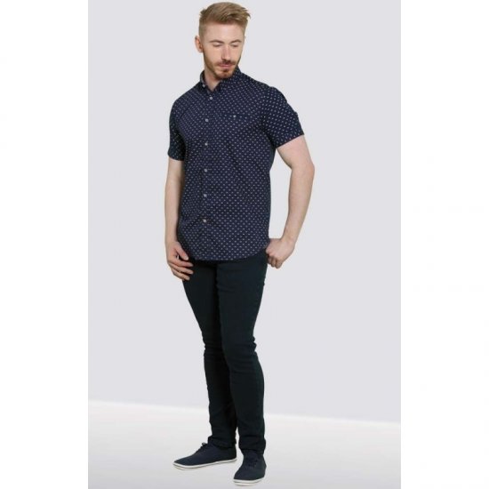 D555 Barrington Short Sleeve Shirt Navy - Skjorter - Skjorter til store mænd 2XL- 8XL