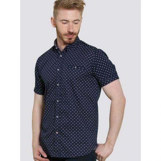 D555 Barrington Short Sleeve Shirt Navy - Skjorter - Skjorter til store mænd 2XL- 8XL