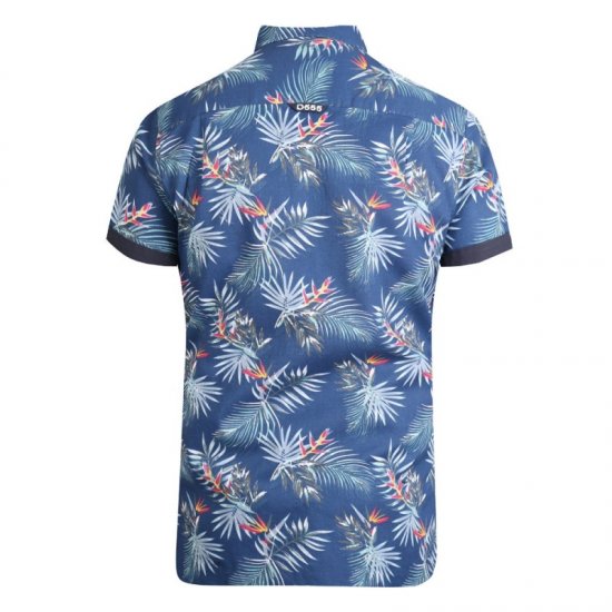 D555 Reuben Hawaii Shirt Navy - Skjorter - Skjorter til store mænd 2XL- 8XL