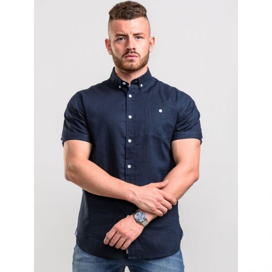 D555 Brixton Shirt Navy - Skjorter - Skjorter til store mænd 2XL- 8XL