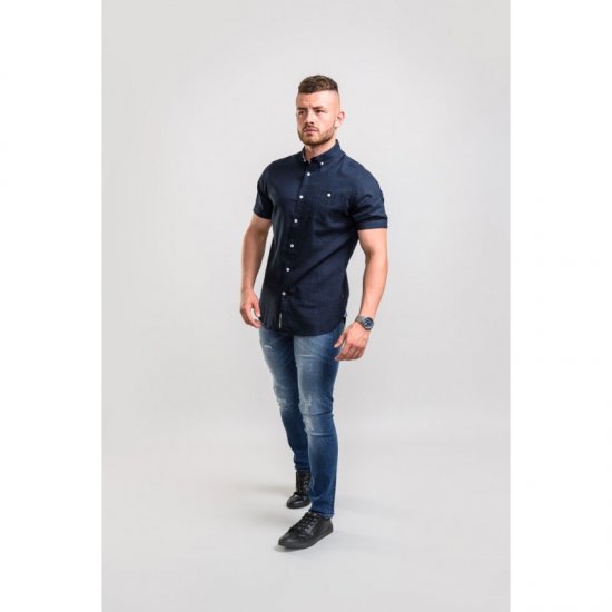 D555 Brixton Shirt Navy - Skjorter - Skjorter til store mænd 2XL- 8XL