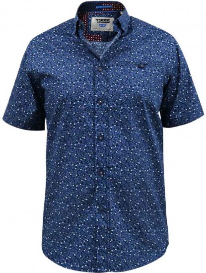 D555 Tristain S/S Floral Ao Print Shirt Navy - Skjorter - Skjorter til store mænd 2XL- 8XL