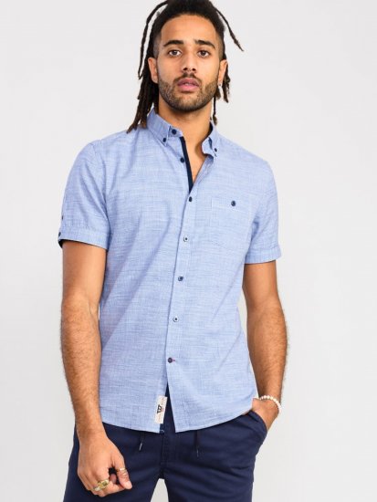 D555 Hadley S/S Micro Dog Tooth Check Shirt - Skjorter - Skjorter til store mænd 2XL- 8XL