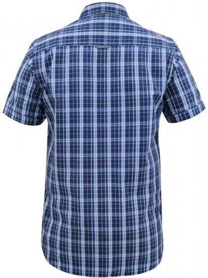 D555 Walcot Check Button Down Collar S/S Shirt Navy - Skjorter - Skjorter til store mænd 2XL- 8XL