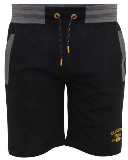 D555 Sutton Elasticated Waist Shorts With Embroidery Black - Joggingbukser og shorts - Sweatpants og Sweatshorts 2XL-12XL