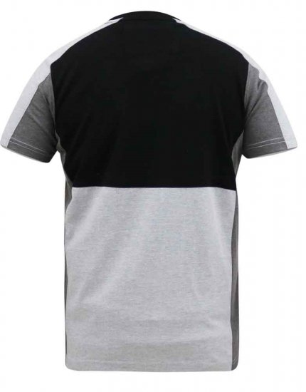 D555 Felix Couture Crew Neck Cut And Sew T-Shirt Black/Charcoal - T-shirts - T-shirts i store størrelser - 2XL-14XL