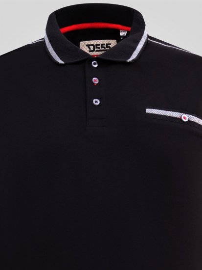 D555 Potts Jersey Polo With Jacquard Collar & Cuffs Sort - Polotrøjer - Polotrøjer 2XL-8XL