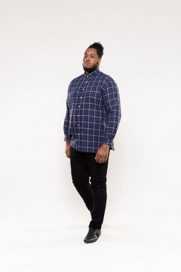 D555 Townsville Check Button Down Collar Shirt Navy - Skjorter - Skjorter til store mænd 2XL- 8XL