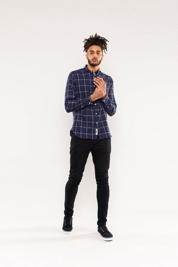 D555 Townsville Check Button Down Collar Shirt Navy - Skjorter - Skjorter til store mænd 2XL- 8XL