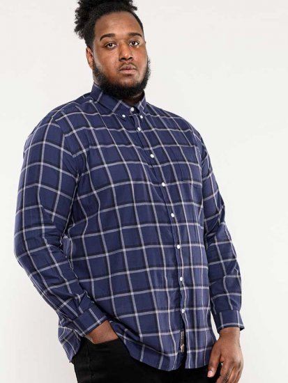 D555 Townsville Check Button Down Collar Shirt Navy - Skjorter - Skjorter til store mænd 2XL- 8XL