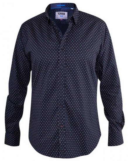 D555 Adelaide Long Sleeve Printed Shirt Navy - Skjorter - Skjorter til store mænd 2XL- 8XL