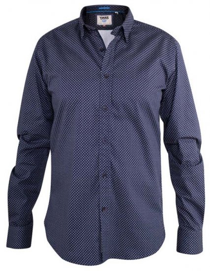 D555 Barker Printed Shirt Navy - Skjorter - Skjorter til store mænd 2XL- 8XL