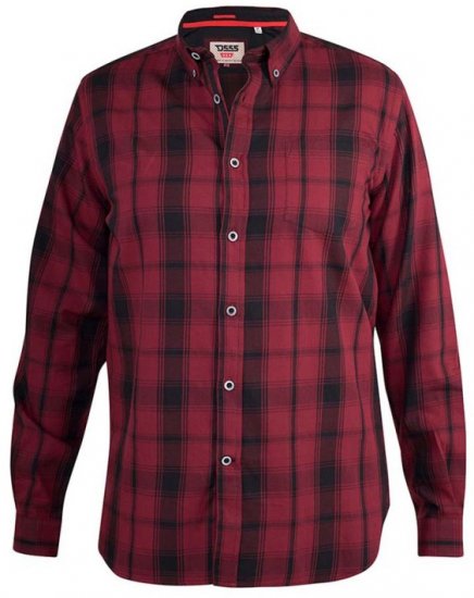D555 Benalla Check Long Sleeve Button Down Shirt - Skjorter - Skjorter til store mænd 2XL- 8XL