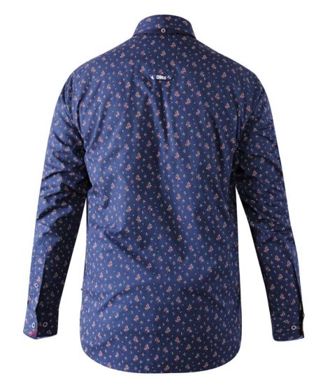 D555 Edmund AOP Shirt Navy - Skjorter - Skjorter til store mænd 2XL- 8XL