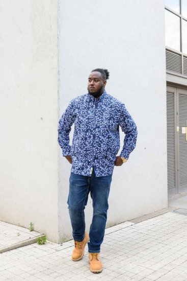 D555 Harrow AOP Shirt Blue - Skjorter - Skjorter til store mænd 2XL- 8XL