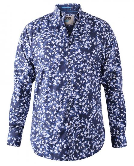 D555 Harrow AOP Shirt Blue - Skjorter - Skjorter til store mænd 2XL- 8XL