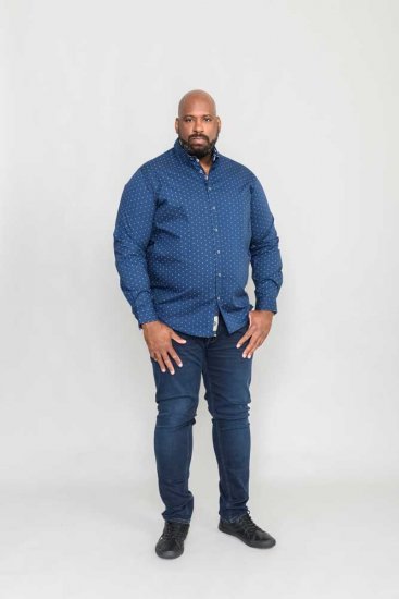 D555 Chilton LS Shirt Navy - Skjorter - Skjorter til store mænd 2XL- 8XL