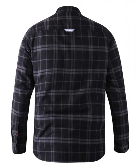 D555 Harwich Flannel Check Shirt Black - Skjorter - Skjorter til store mænd 2XL- 8XL