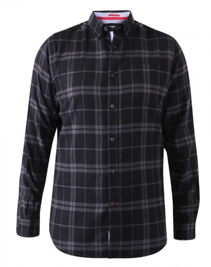 D555 Harwich Flannel Check Shirt Black - Skjorter - Skjorter til store mænd 2XL- 8XL