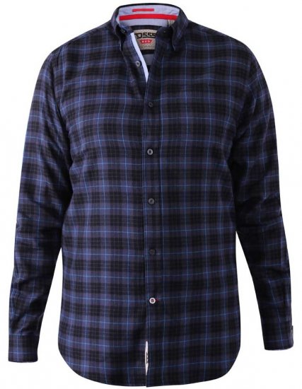 D555 Dovercourt Flannel Check Shirt Blue and Black - Skjorter - Skjorter til store mænd 2XL- 8XL