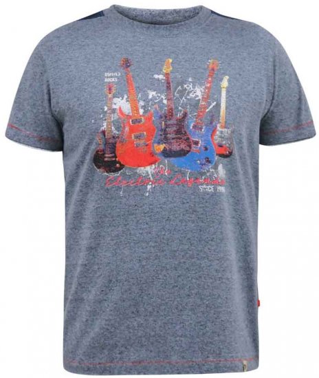 D555 Sharnbrook Electric Legends Guitar Print T-Shirt - T-shirts - T-shirts i store størrelser - 2XL-14XL