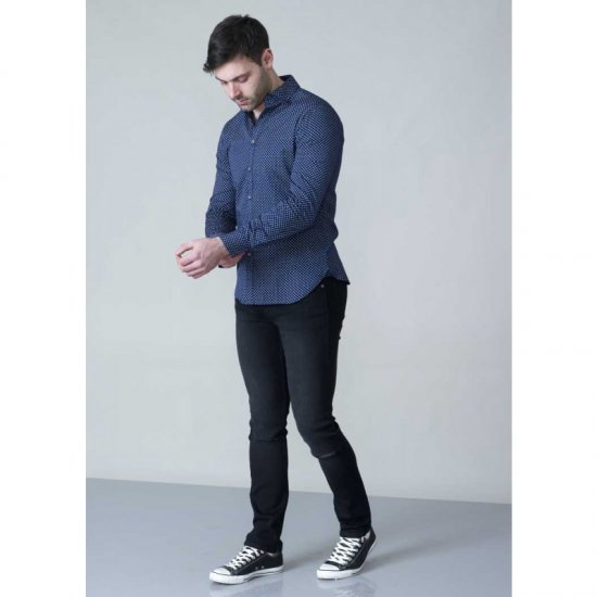 D555 Lavar Long Sleeve Diamond Printed Shirt - Skjorter - Skjorter til store mænd 2XL- 8XL