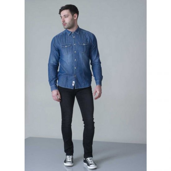 D555 Adcock Long Sleeve Vintage Denim Shirt - Skjorter - Skjorter til store mænd 2XL- 8XL