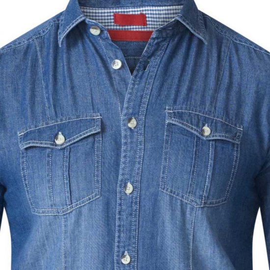 D555 Adcock Long Sleeve Vintage Denim Shirt - Skjorter - Skjorter til store mænd 2XL- 8XL
