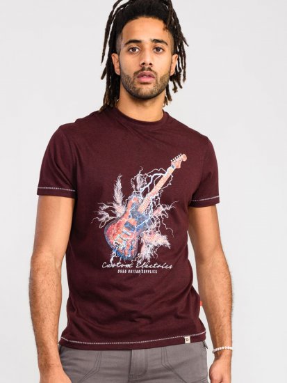 D555 Redbourn Lightning Bolt Guitar Printed T-Shirt - T-shirts - T-shirts i store størrelser - 2XL-14XL
