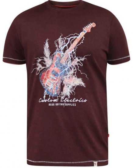 D555 Redbourn Lightning Bolt Guitar Printed T-Shirt - T-shirts - T-shirts i store størrelser - 2XL-14XL