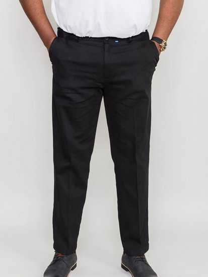 D555 Bruno Stretch Chino pants with Extenda Waist Black - Jeans og bukser - Herrejeans og bukser i store størrelser W40-W70