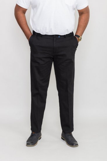 D555 Bruno Stretch Chino pants with Extenda Waist Black - Jeans og bukser - Herrejeans og bukser i store størrelser W40-W70