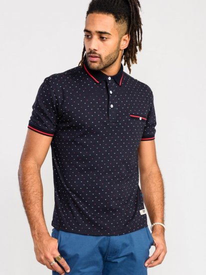 D555 Ashwell Ao Printed Polo Shirt Dark Navy - Polotrøjer - Polotrøjer 2XL-8XL