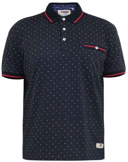 D555 Ashwell Ao Printed Polo Shirt Dark Navy - Polotrøjer - Polotrøjer 2XL-8XL