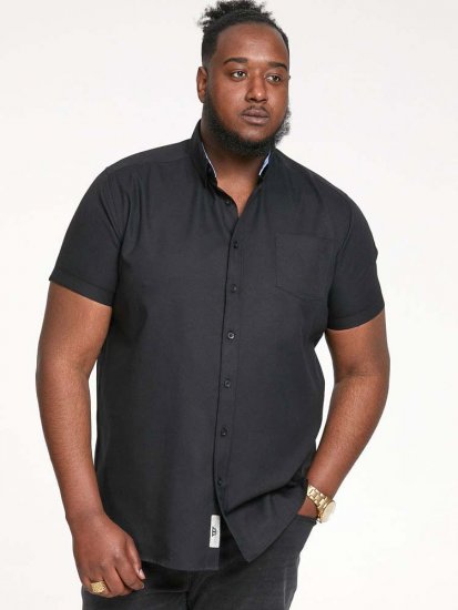 D555 James Short Sleeve Oxford Shirt Black - Skjorter - Skjorter til store mænd 2XL- 8XL