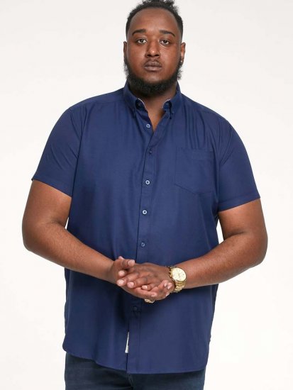 D555 James Short Sleeve Oxford Shirt Navy - Skjorter - Skjorter til store mænd 2XL- 8XL