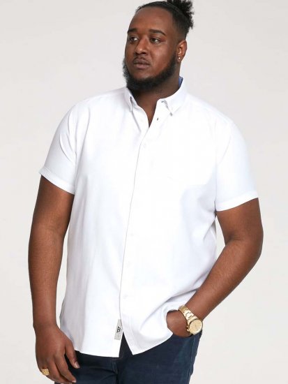 D555 James Short Sleeve Oxford Shirt White - Skjorter - Skjorter til store mænd 2XL- 8XL