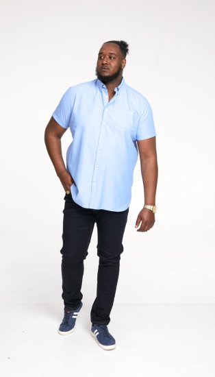 D555 James Short Sleeve Oxford Shirt Sky Blue - Skjorter - Skjorter til store mænd 2XL- 8XL